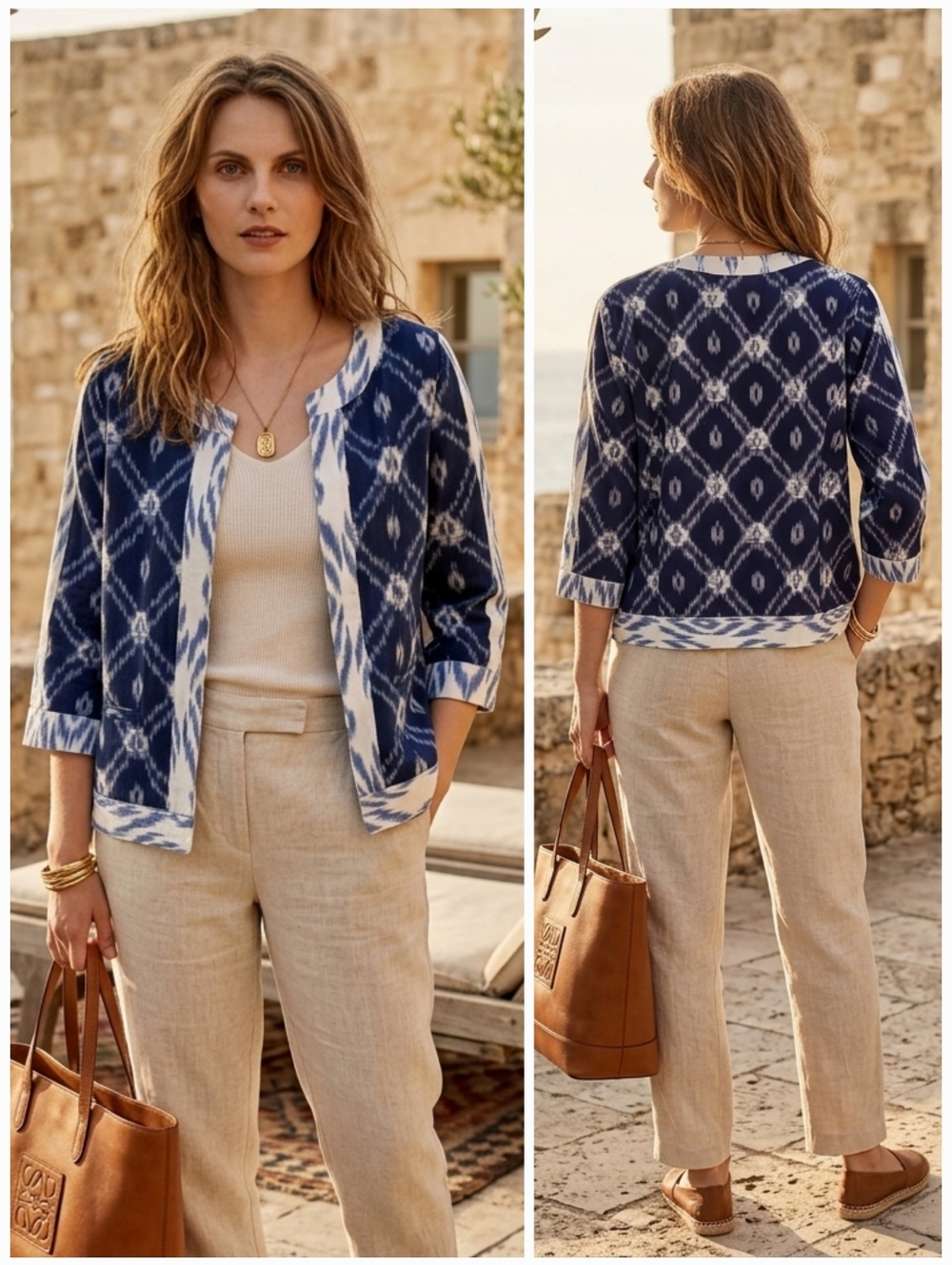NWOT Chico's L Euro Resortwear Coastal Boho Artisan Gauzey Open Style Blazer